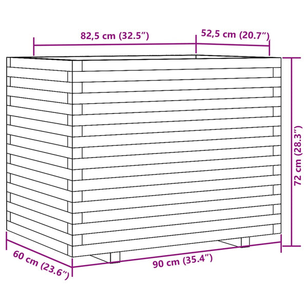 Massiver Kiefer Pflanzkübel, 90x60x72 cm