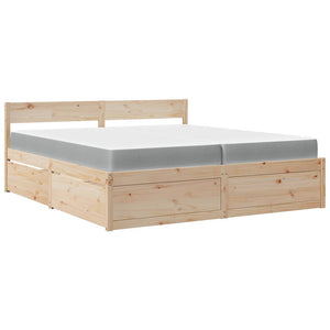 Bett 200x200 mit Schubladen & Matratze Kiefer Massivholz