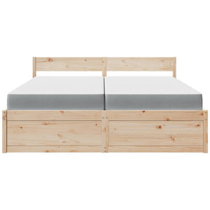 Bett 200x200 mit Schubladen & Matratze Kiefer Massivholz