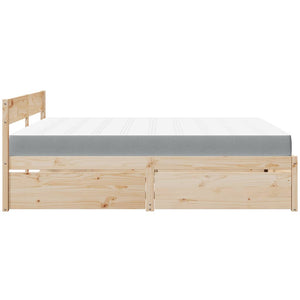Bett 200x200 mit Schubladen & Matratze Kiefer Massivholz