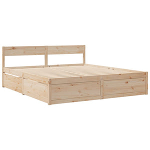 Bett 200x200 mit Schubladen & Matratze Kiefer Massivholz