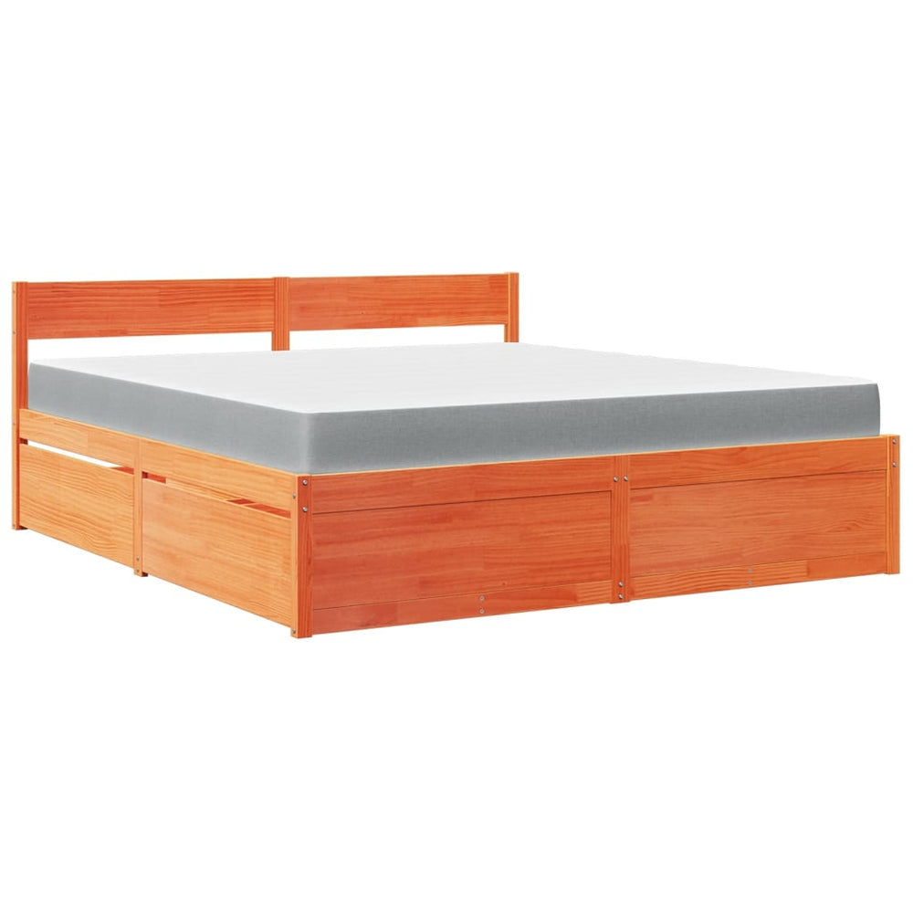 Bett mit Schubladen & Matratze 180x200 Massivholz