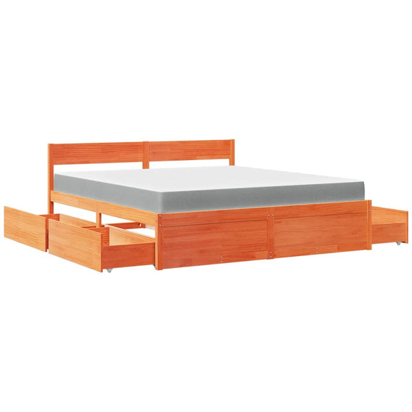 Bett mit Schubladen & Matratze 180x200 Massivholz