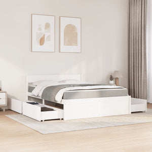Bett 160x200 mit Schubladen & Matratze Kiefer Massivholz