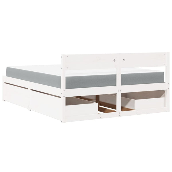 Bett 160x200 mit Schubladen & Matratze Kiefer Massivholz