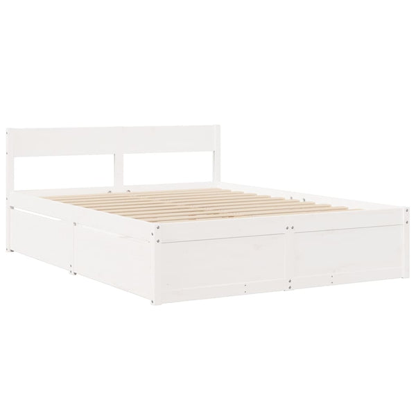 Bett 160x200 mit Schubladen & Matratze Kiefer Massivholz