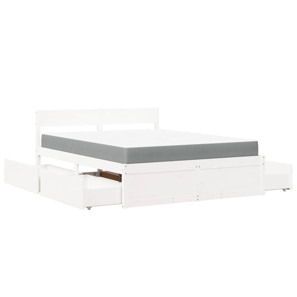 Bett 160x200 mit Schubladen & Matratze Kiefer Massivholz