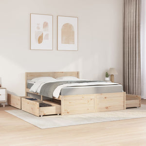 Bett mit Schubladen & Matratze 140x200 cm Kiefer