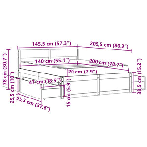 Bett 140x200 mit Schubladen & Matratze