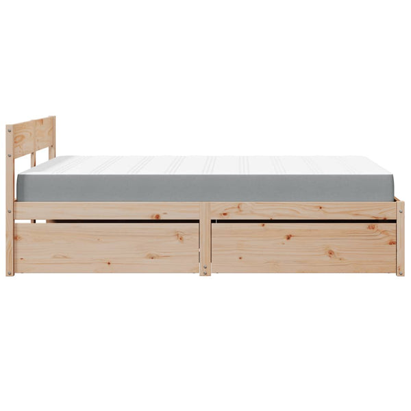 Bett mit Schubladen & Matratze 120x200 cm Kieferholz