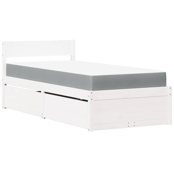 Bett mit Schubladen, Matratze, Massivholz, 100x200 cm