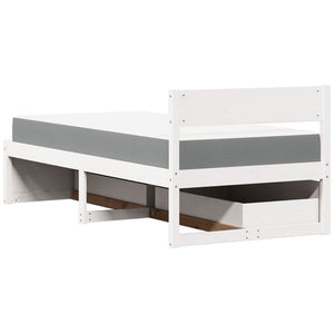 Bett mit Schubladen, Matratze, Massivholz, 100x200 cm