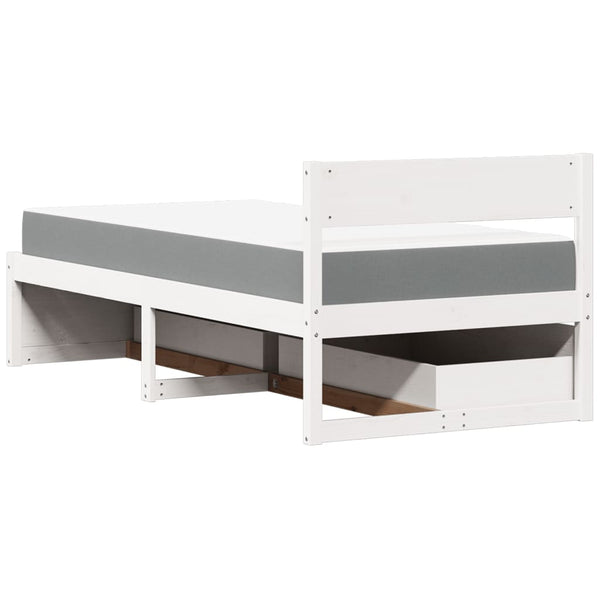 Bett mit Schubladen, Matratze, Massivholz, 100x200 cm