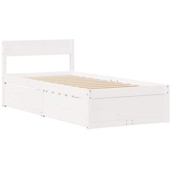 Bett mit Schubladen, Matratze, Massivholz, 100x200 cm