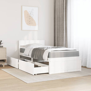 Bett mit Schubladen und Matratze 90x200 cm Kiefer Massivholz