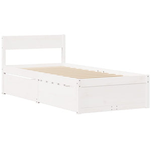 Bett mit Schubladen und Matratze 90x200 cm Kiefer Massivholz
