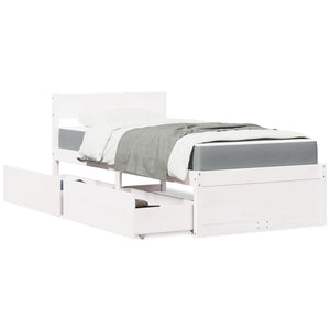Bett mit Schubladen und Matratze 90x200 cm Kiefer Massivholz