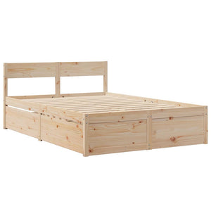 Bett 140x190 mit Schubladen & Matratze Kiefernholz