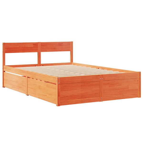 Bett mit Schubladen & Matratze 140x190 Massivholz