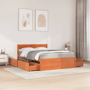 Massivholzbett 120x190 cm mit Schubladen & Matratze