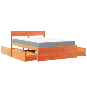 Massivholzbett 120x190 cm mit Schubladen & Matratze