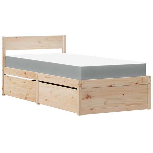 Bett mit Schubladen & Matratze Kiefer Massivholz 90x190