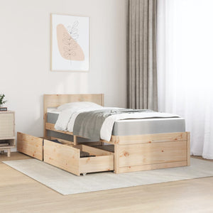 Bett mit Schubladen & Matratze Kiefer Massivholz 90x190