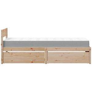 Bett mit Schubladen & Matratze Kiefer Massivholz 90x190