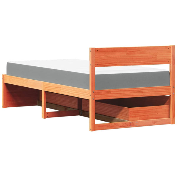 Bett mit Schubladen & Matratze 90x190 cm Massivholz