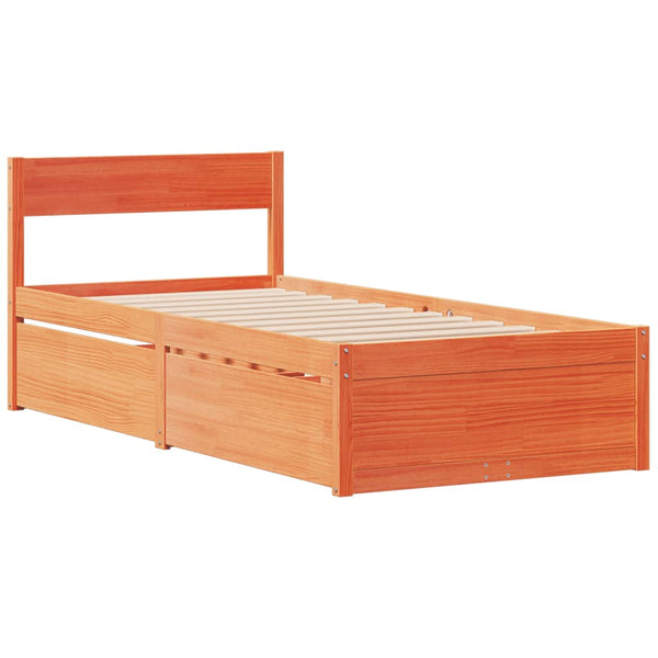 Bett mit Schubladen & Matratze 90x190 cm Massivholz