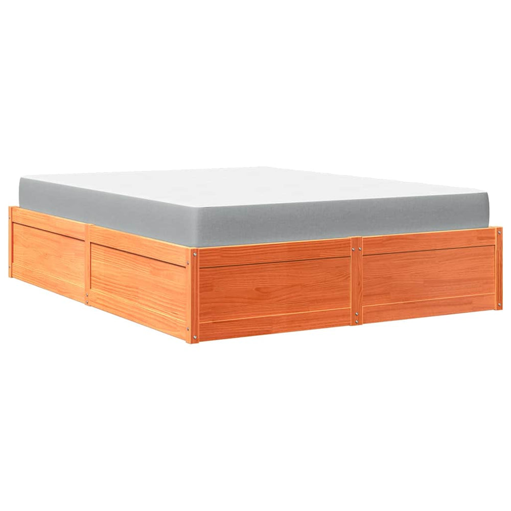 Bett mit Matratze Wachsbraun 140x200 cm