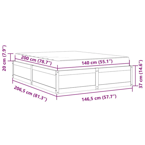 vidaXL Lit avec matelas brun miel 140x200 cm Bois de pin massif