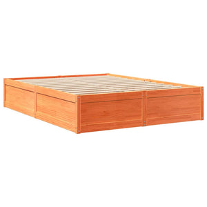 vidaXL Lit avec matelas brun miel 140x200 cm Bois de pin massif