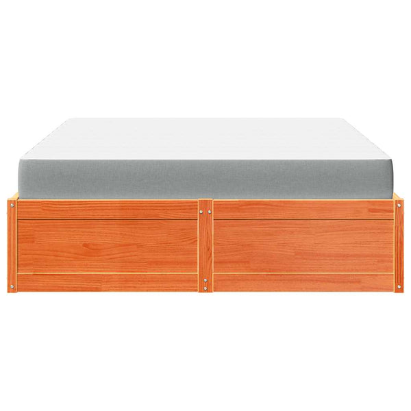 vidaXL Lit avec matelas brun miel 140x200 cm Bois de pin massif