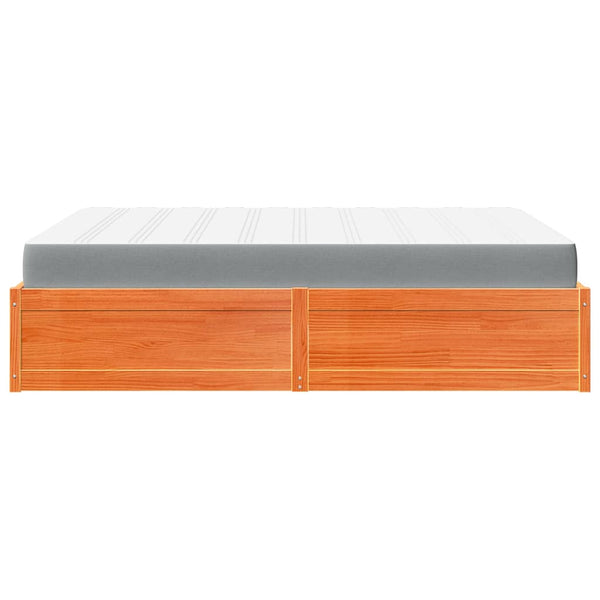 vidaXL Lit avec matelas brun miel 140x200 cm Bois de pin massif