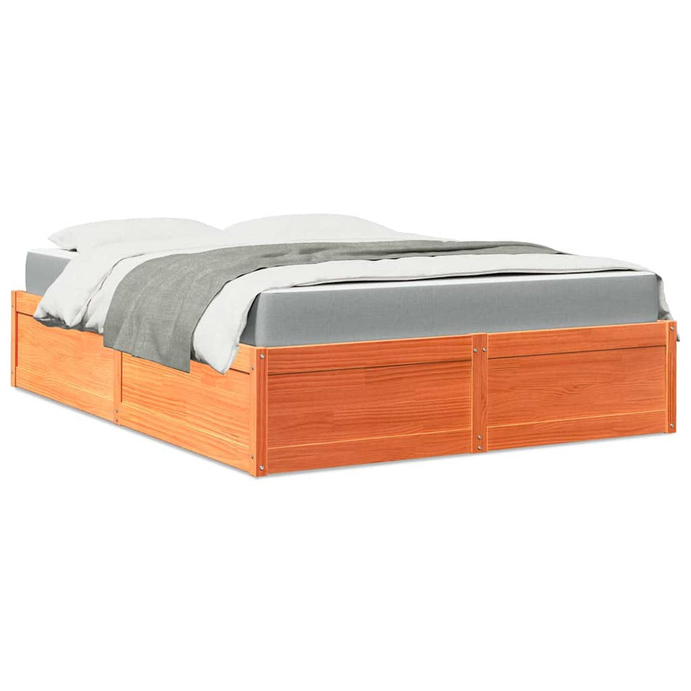 Bett mit Matratze Wachsbraun 140x200 cm