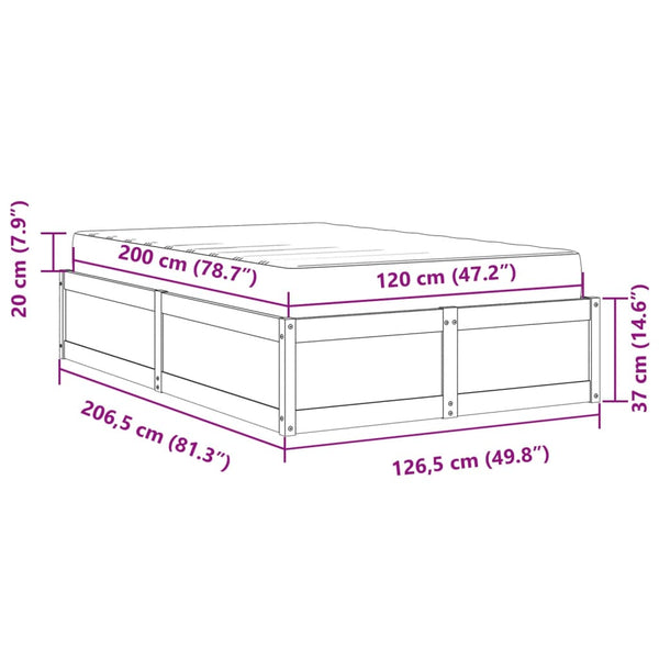 Massivholz Kiefer Bett mit Matratze 120x200 cm