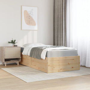 Massivholz Kiefer Bett mit Matratze 100x200 cm