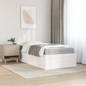 Bett mit Matratze Weiß 100x200 cm Kiefer Massivholz