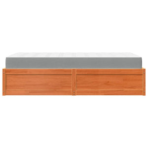 Bett mit Matratze Wachsbraun 100x200 cm Kiefer Massivholz