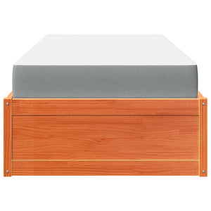 Bett mit Matratze Wachsbraun 90x200 cm Kiefernholz