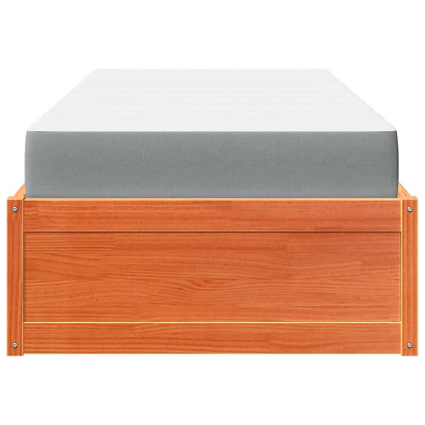 Bett mit Matratze Wachsbraun 90x200 cm Kiefernholz