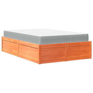 Bett mit Matratze, Wachsbraun, 120x190 cm