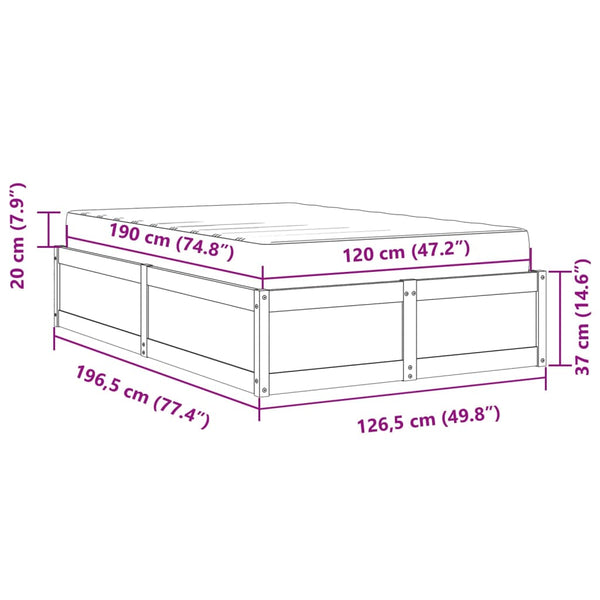 Bett mit Matratze, Wachsbraun, 120x190 cm