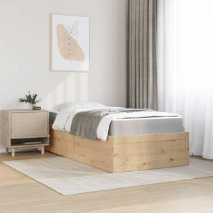 Bett mit Matratze 90x190 cm Kiefer Massivholz