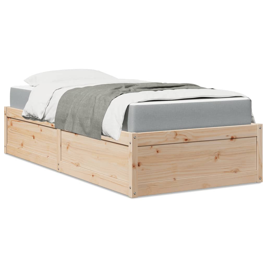 Bett mit Matratze 90x190 cm Kiefer Massivholz