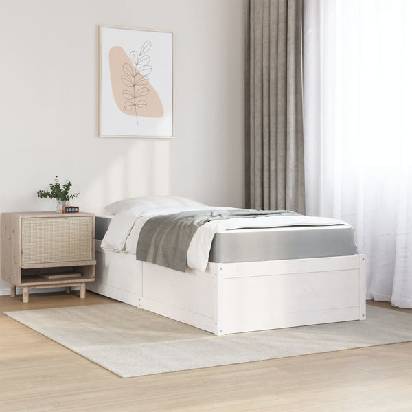 Bett mit Matratze Weiß 90x190 cm Kiefernholz