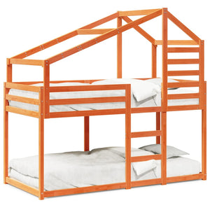Etagenbett mit Dach 90x190 cm Kiefer Massivholz
