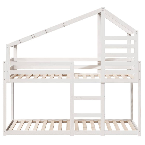 Etagenbett mit Dach Weiß 75x190 cm Kiefernholz