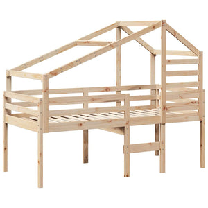 Hochbett mit Dach 80x200 cm Kiefer Massivholz